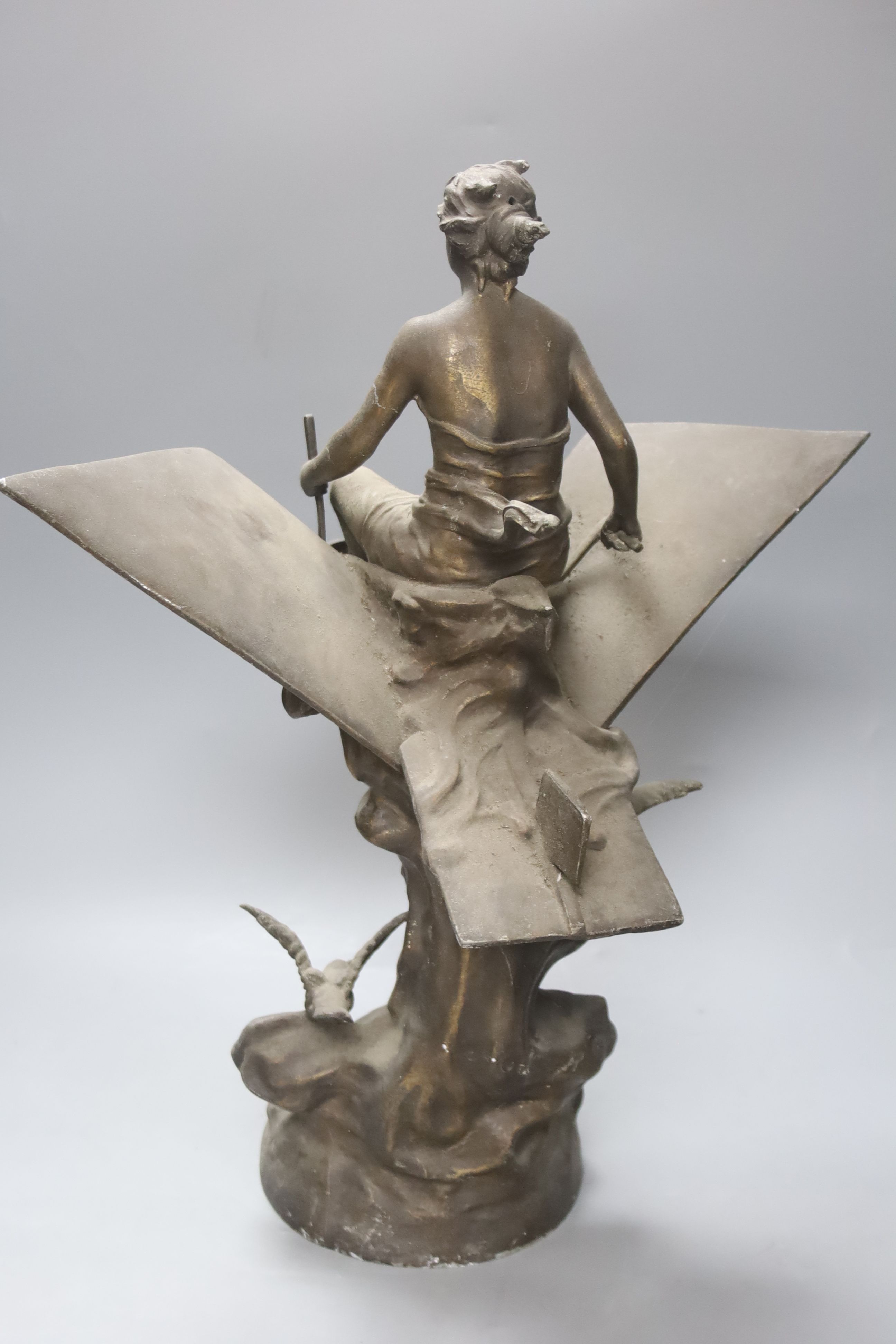 After J. Garnier. A patinated spelter figure 'Triomphe de l'Aviation', height 50cm